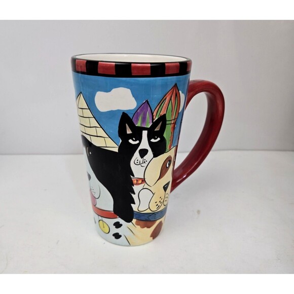 Dogzilla Dogs Tall Mug World Landmarks Candace Reiter 2001 Vintage 6.5" - Picture 6 of 12